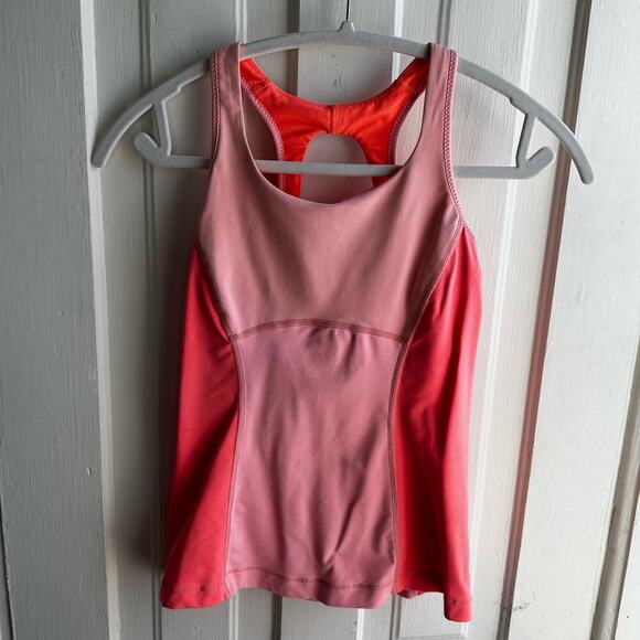 Lululemon Run Pace Tank Bleached Coral Pop Orange Ocean Stripe Bleached - Picture 2 of 7